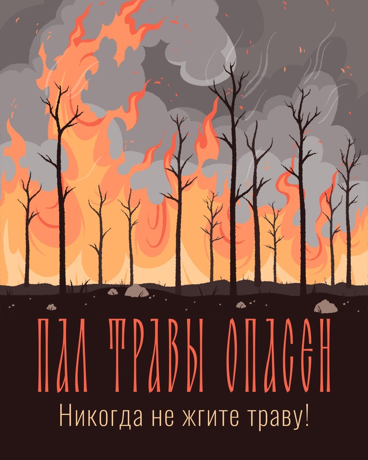 Травяные палы – самая частая причина природных пожаров.