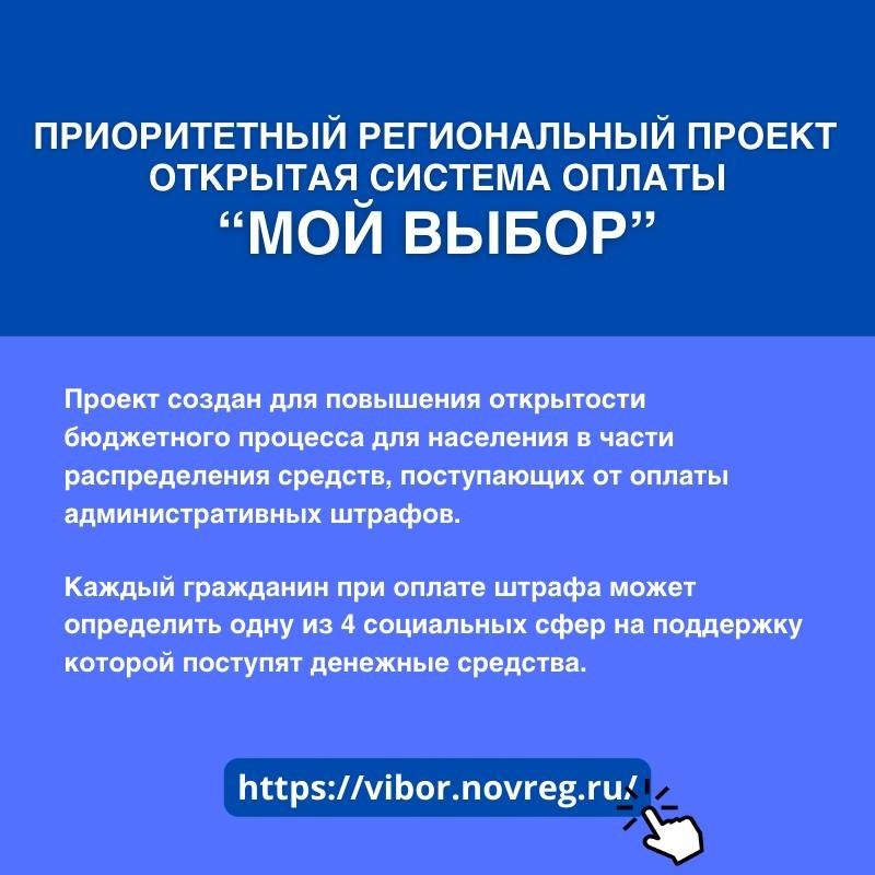 Теперь каждый житель Новгородской области при оплате штрафа может определить одну из 4 социальных сфер на поддержку которой поступят денежные средства.